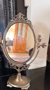 Vintage Mirror & 2 Lotus Candle Holders