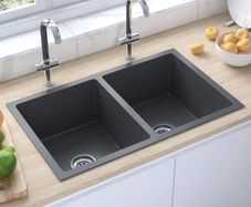 Handmade Kitchen Sink with Strainer Black Stainless Steel