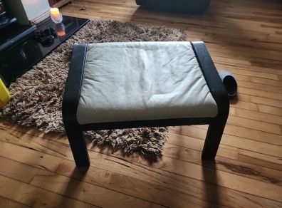 poang leather footstool