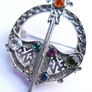 Vintage Scottish Celtic Penannular Style Brooch With Rhinestone Detailing, 80s 90s Jewellery. Image 6