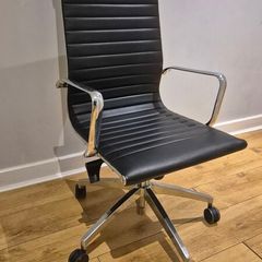 Eames Style Ribbed High Back Office Chair Black/Chrome