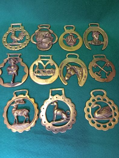 Vintage Brass Horse Bridle Badges  X 11