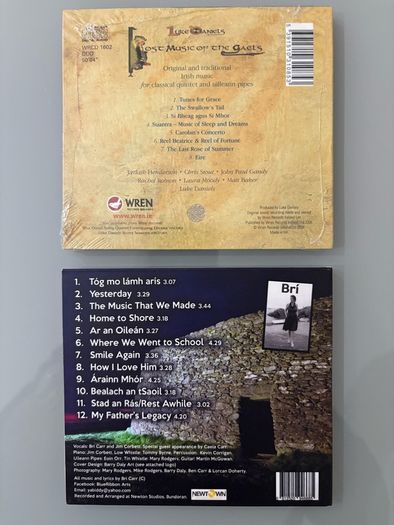 Two privately released and rare traditional Irish, folk CDs. Bri Card 'Full Circle' and Luke Daniels 'Lost Music of the Gael's' (sealed). Five euro each.