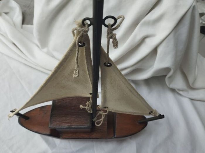 Vintage Handcrafted Wooden Sailboat