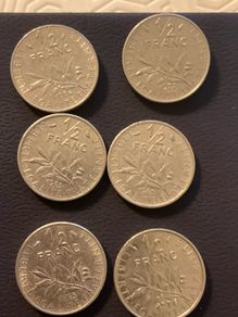 collection of French coins 1965 to 1991