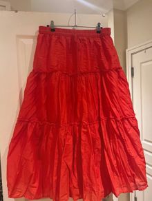 Red Maxi Tiered Skirt Chappell Roan