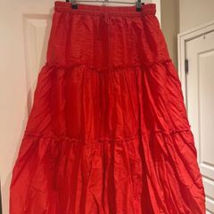 Red Maxi Tiered Skirt Chappell Roan