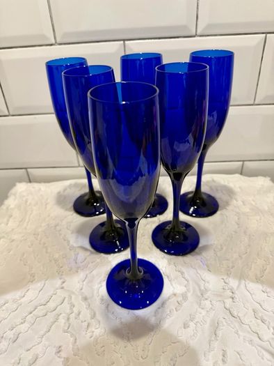 Cobalt Blue flute glasses