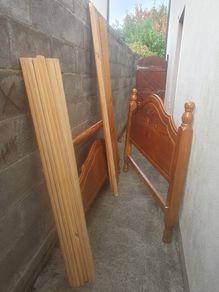 Wooden double bed frame and Love 2 Sleep mattress