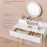 LED Dressing Table with Stool charging station and Mirror with 2 Drawers Image 3