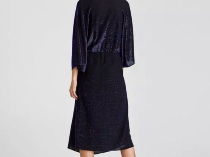 ZARA Shimmery Blue Wrap Front Midi Dress Size S!