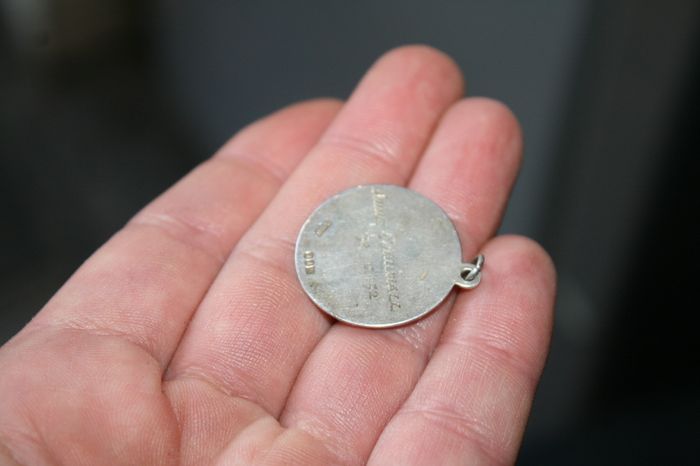 Vintage Art Deco  Antique Sterling Silver and Gold Eucharist Communion Bread and Wine Catholic Medal Pendant