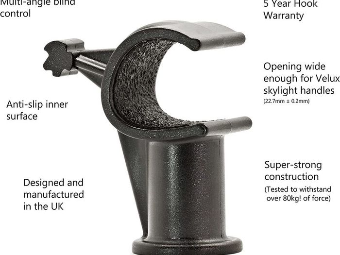 Telescopic Window Pole Rod Opener Designed to be Compatible with VELUX Skylight Roof Windows AND Blinds 2.1 Metre BLACK