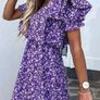 Fleece Mini Dress With Flowers Purple Image 2