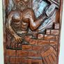 Striking 3-D Carved Wooden Wall Hanging Plaque Image 3