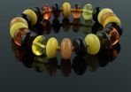 Luxury Multicolored Baltic Amber Beaded Stretchy Bracelet With 3mm Gold Plated Spacers for Men Women Perfectly Rounded Amber Buttons Genuine Amber Beads Jewellery Bracelet for Men Women