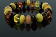 Luxury Multicolored Baltic Amber Beaded Stretchy Bracelet With 3mm Gold Plated Spacers for Men Women Perfectly Rounded Amber Buttons Genuine Amber Beads Jewellery Bracelet for Men Women