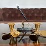 Pair of Vintage Handcrafted Brass Propeller Candle Holders Image 5