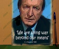 Charles Haughey tin metal sign