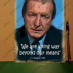 Charles Haughey tin metal sign