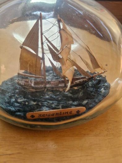 Handmade Brigantine Ship in a Bottle  Unique Maritine Craft