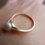 Vintage solid 9ct Gold 375 Pearl Solitaire Ring 1,4g Image 5
