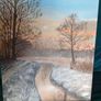 Original Sunlit Winter River Acrylic Painting Image 3