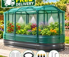 6ft Galvanised Raised Garden Bed with Mesh Cover & Watering System