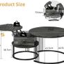 Round Coffee Table - 70cm/50cm Nesting Tables Set of 2, Hydraulic Lift-Top with Hidden Storage, Centre Table for Living Room, Small Space, Home Office Image 3