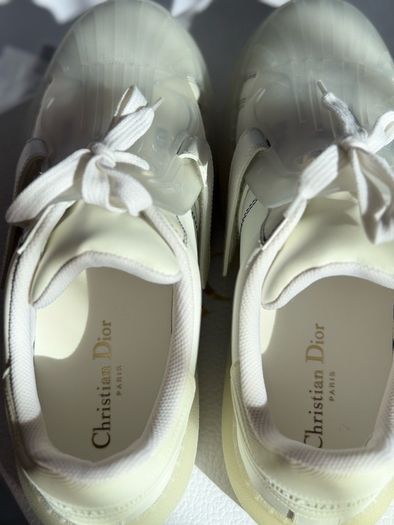 Authentic Dior-ID Low Top Sneakers White Leather with Transparent Rubber Toe Cap