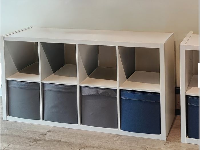 QUICK SALE (BARGAIN): IKEA White Cube Storage Shelves (Set of 2 Units) + Storage Bins | Excellent Condition - Collection D13