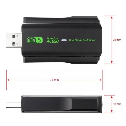 Dual Band USB wifi 650Mbps Adapter 2.4GHz 5GHz WiFi with 2 Antenna PC Mini Computer 600Mbps Network Card Receiver