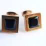 Cartier square stud earrings with black stone Image 2