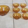 Vintage French Amber Glass Dessert Set  Sunburst Pineapple Design Image 2