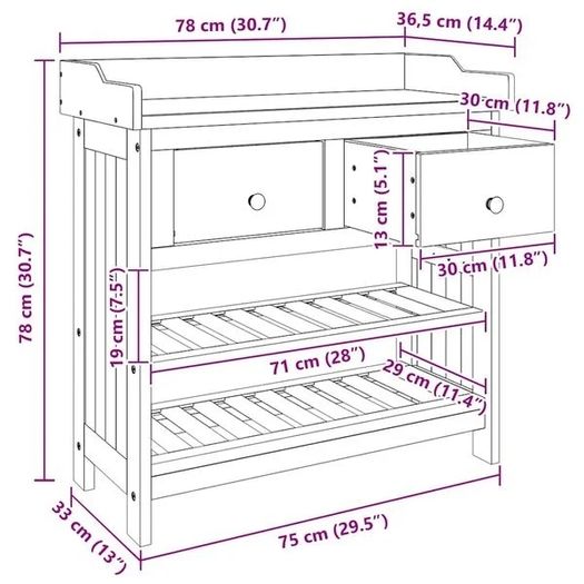 Garden Cabinet Natural 78 x 36.5 x 78cm Solid Acacia Wood