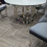 White round glass table with four chairs Image 6