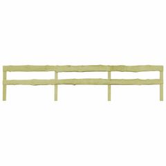 3 pcs 2-Rail Garden Fences Impregnated Pinewood 510x60 cm
