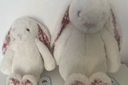 New JELLYCAT Set of Cream Medium and Small Berry Blossom Bunnies