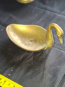 Beautiful Old Brass Swan Dish, Postage Available