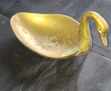 Beautiful Old Brass Swan Dish, Postage Available