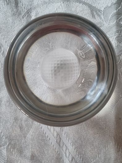 Galway Crystal paperweight with a golf ball