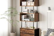 Book Shelf with 5 Shelves, Bookcase with 3 Fabric Drawers, Shelf Unit Suitable for Bedroom, Office, Living Room, Kitchen, 60 x 24 x 155cm, Vintage Colours