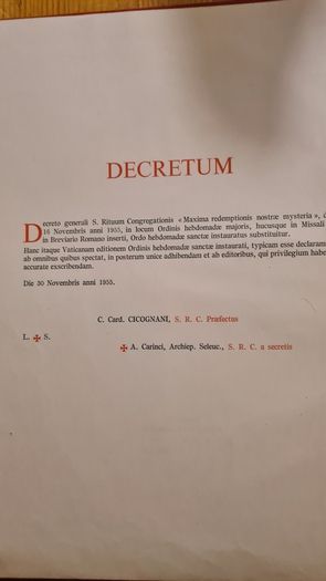 Ordo Hebdomade Sanctae Instauratus. 1956. Rare Vintage First Edition. 124 pages. Large Volume Hardback In Good Condition.