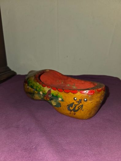 Vintage hand painted wooden Clog
