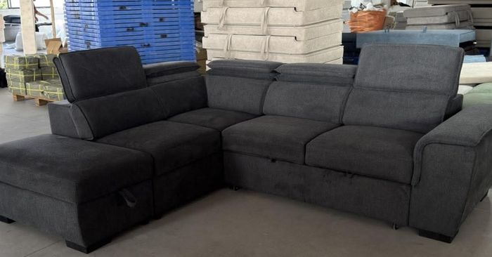 New Prague Grey Fabric Sofa Bed With Storage