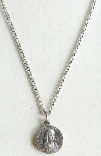 Vintage St. Bernadette Sliding  Catholic Circle Pendant and chain