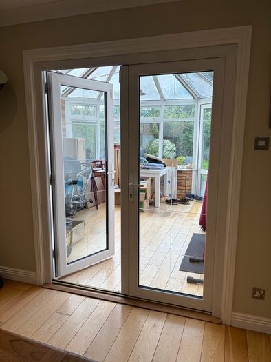RESERVED White PVC Double-Glazed French Doors & Frame | Left Hand Open | Castleknock