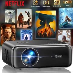 Smart 4K Projector,1200ANSI FHD 1080P Portable Projector,HDR10 Short Throw Auto Focus/Keystone WiFi6 Bluetooth 50% Zoom Home Cinema Projectors for Bedroom,Outdoor,Gifts