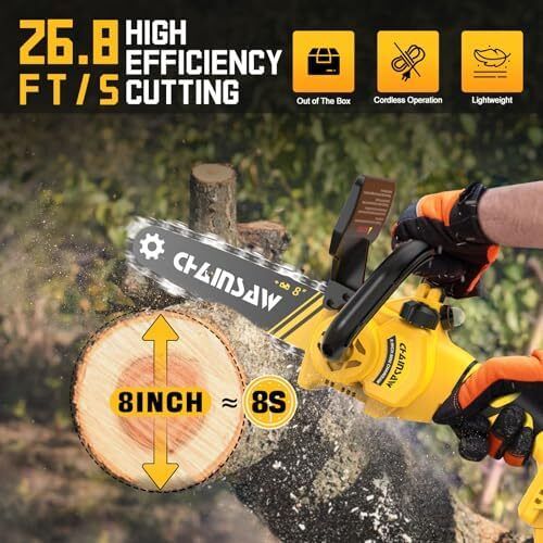 Mini Chainsaw Cordless 8 inch Compatible with Dewalt 18V 20V Battery, Brushless Auto Oiler, Portable Handheld Small Electric Chainsaw with Chain for Wood Cutting (No Battery)