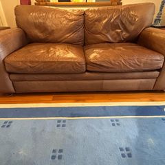 Brown Leather Sofa & Armchair